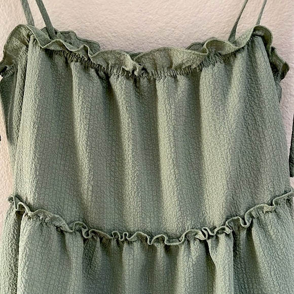 Talulah Green Smock Ruffle Tier Polyester Spandex Dress, Size Large Sundress - Picture 3 of 12